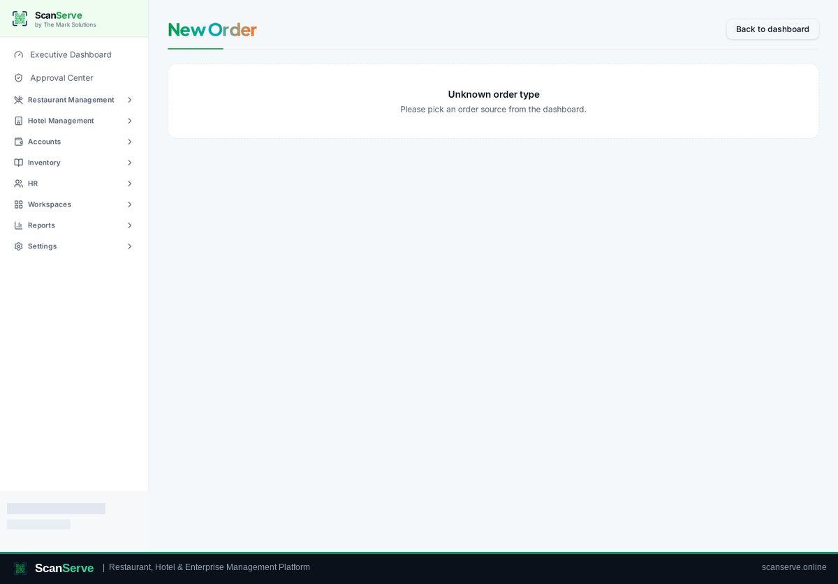 ScanServe Restaurant — Restaurant floor & manual orders: Start a manual order